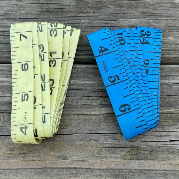 Measurement Tape Tailoring Sewing Tape Lot of 2 Blue Light Yellow Tapes - Picture 2 of 11